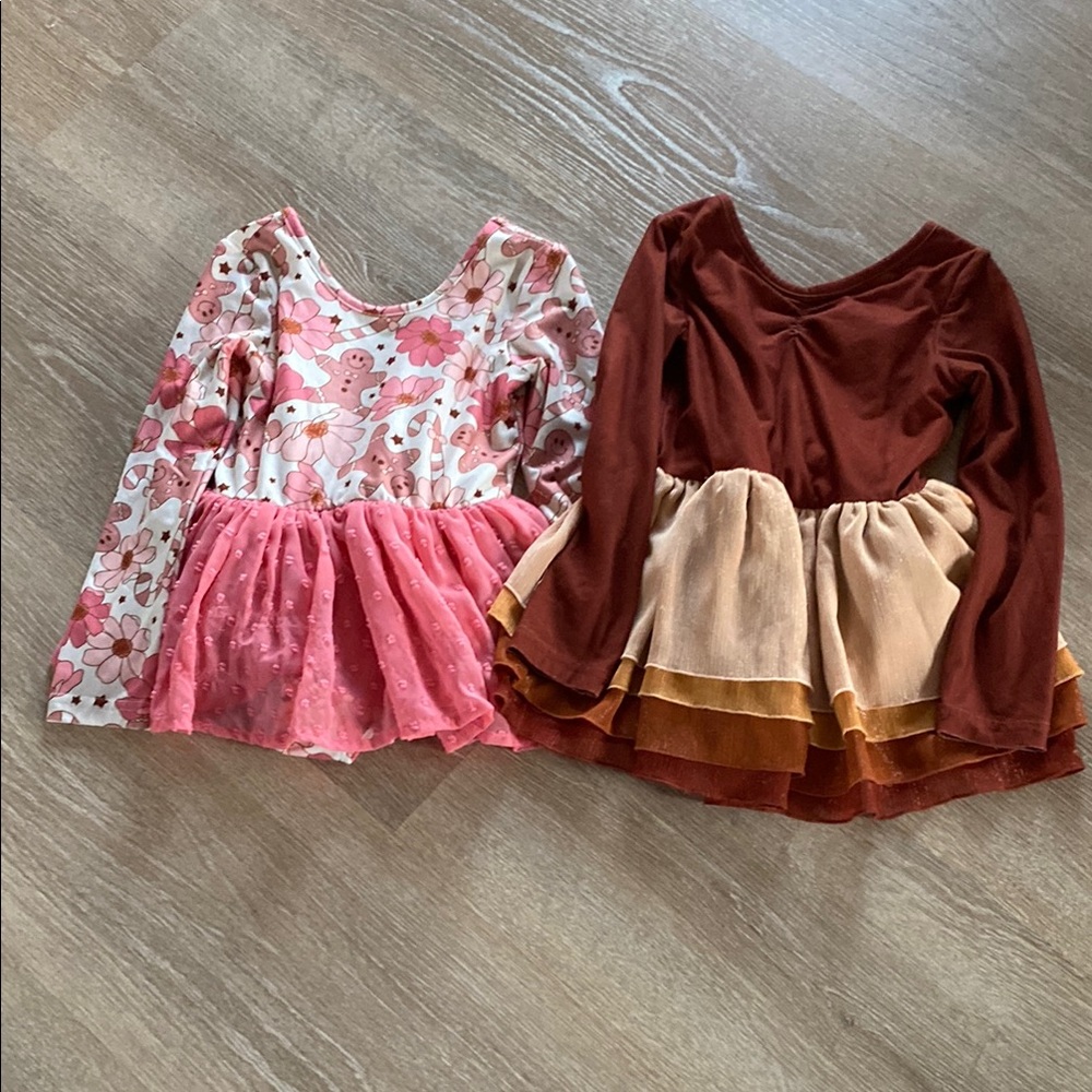 Cheeky Plum leotard with skirt Floral and Solid Long Sleeve Dresses